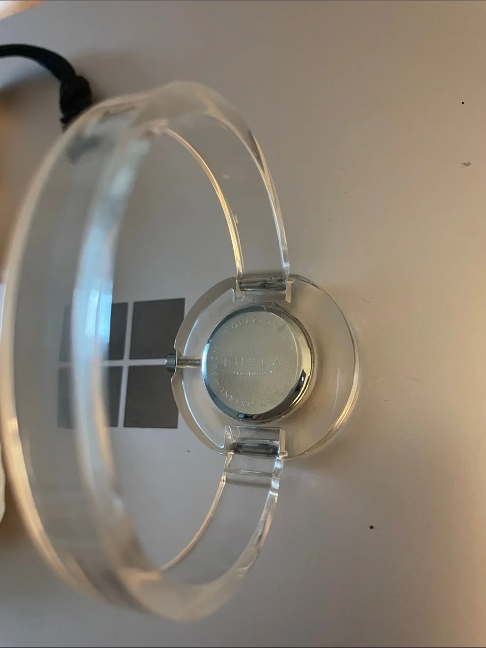Furla Clear Acrylic Watch with Silver Dial and Crystal Markers